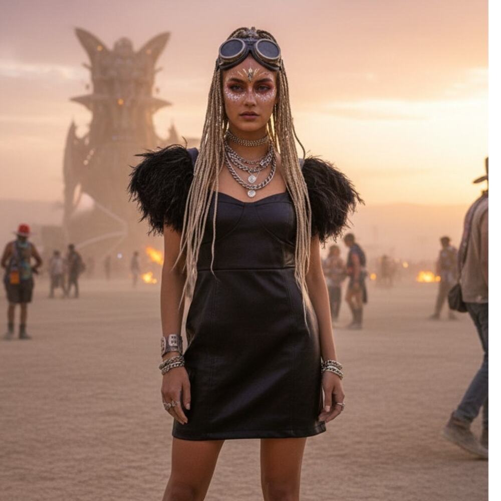 Nasty Gal Vegan Leather Mini Dress – Feather Shoulders, NWT